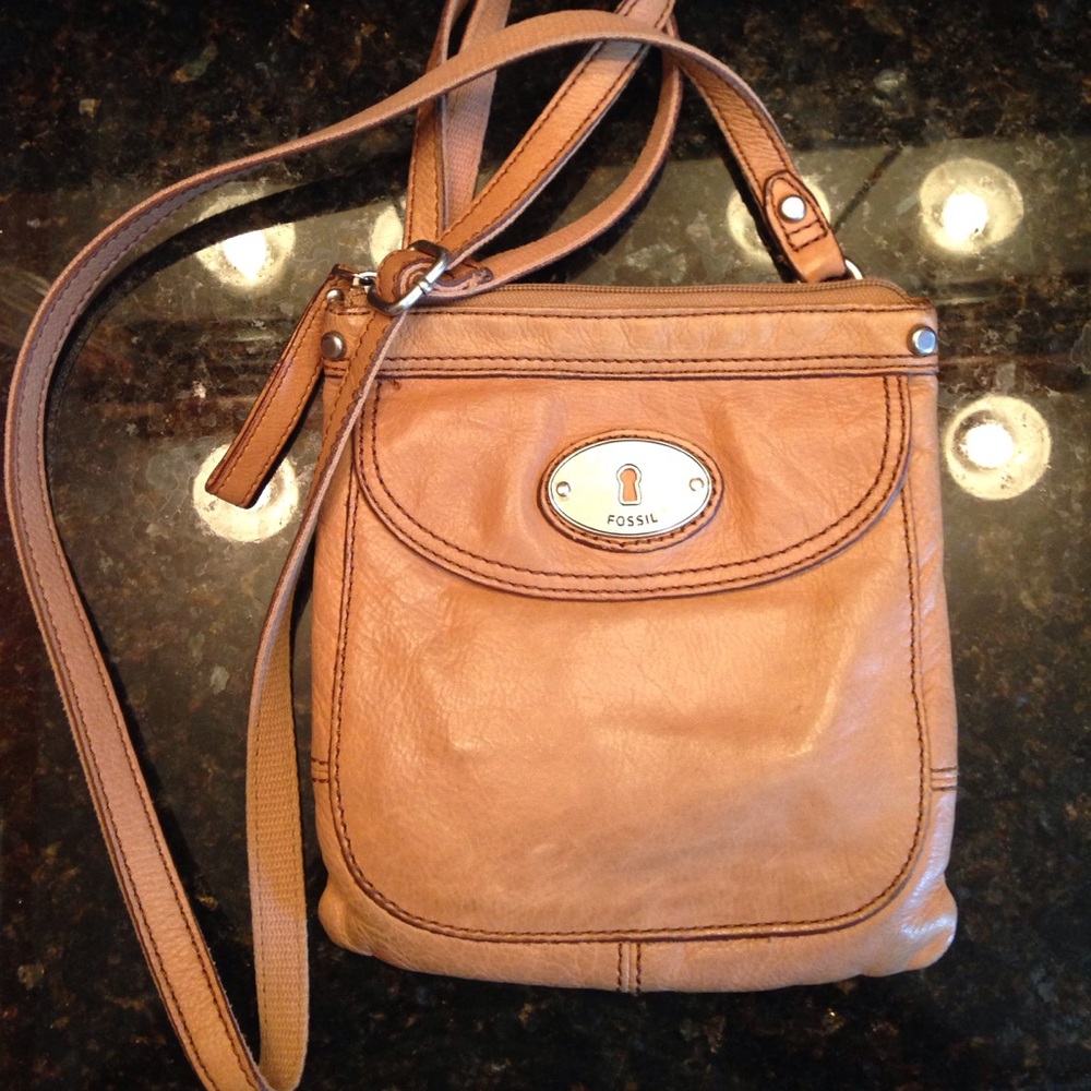 Fossil Tan Leather Crossbody Bag